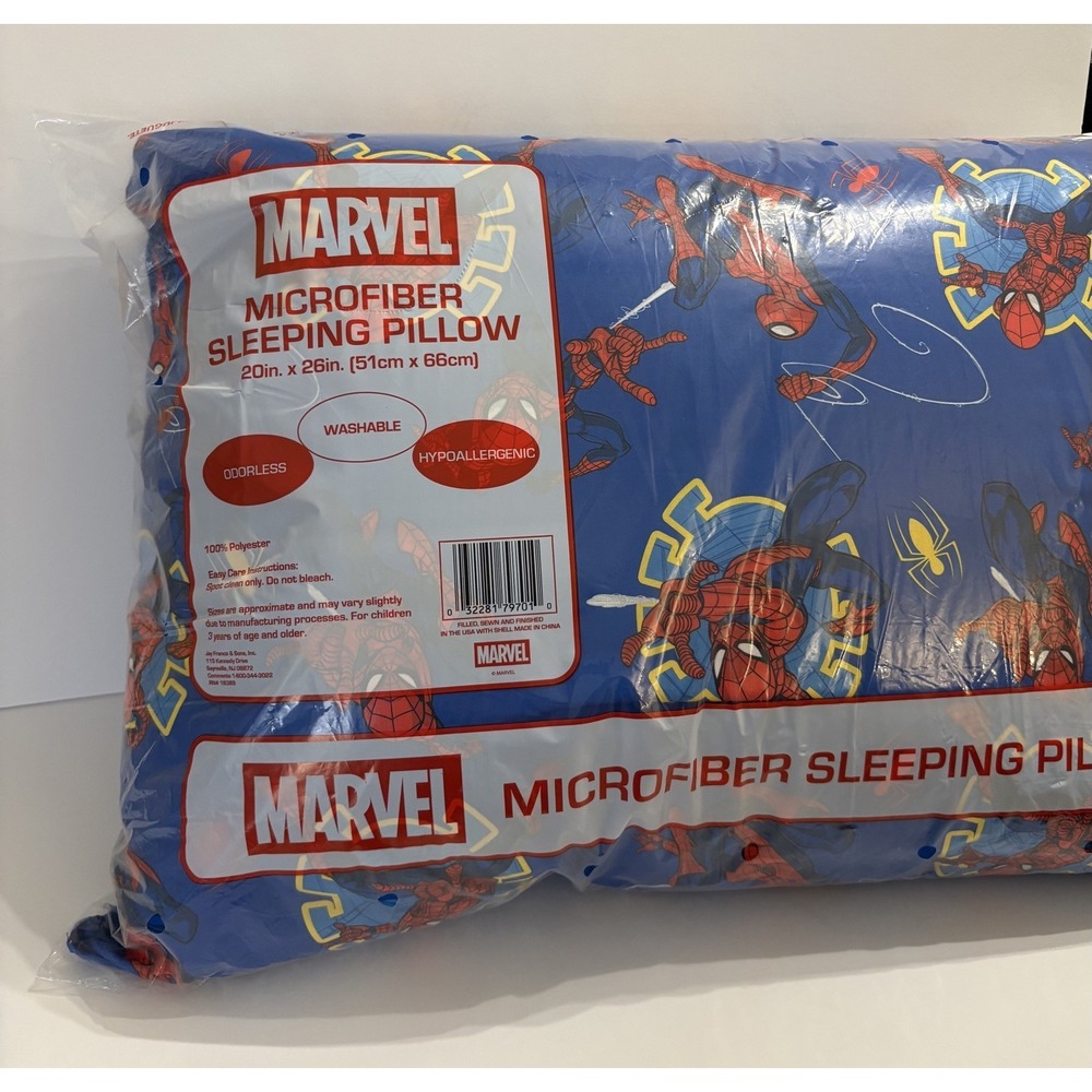 Marvel Microfiber Sleeping Pillow 20x26  Spiderman New Hypoallergenic